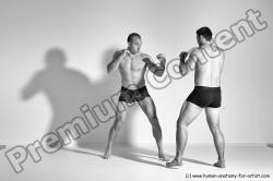 Underwear Martial art Man - Man White Moving poses Athletic Short Brown Dynamic poses Academic